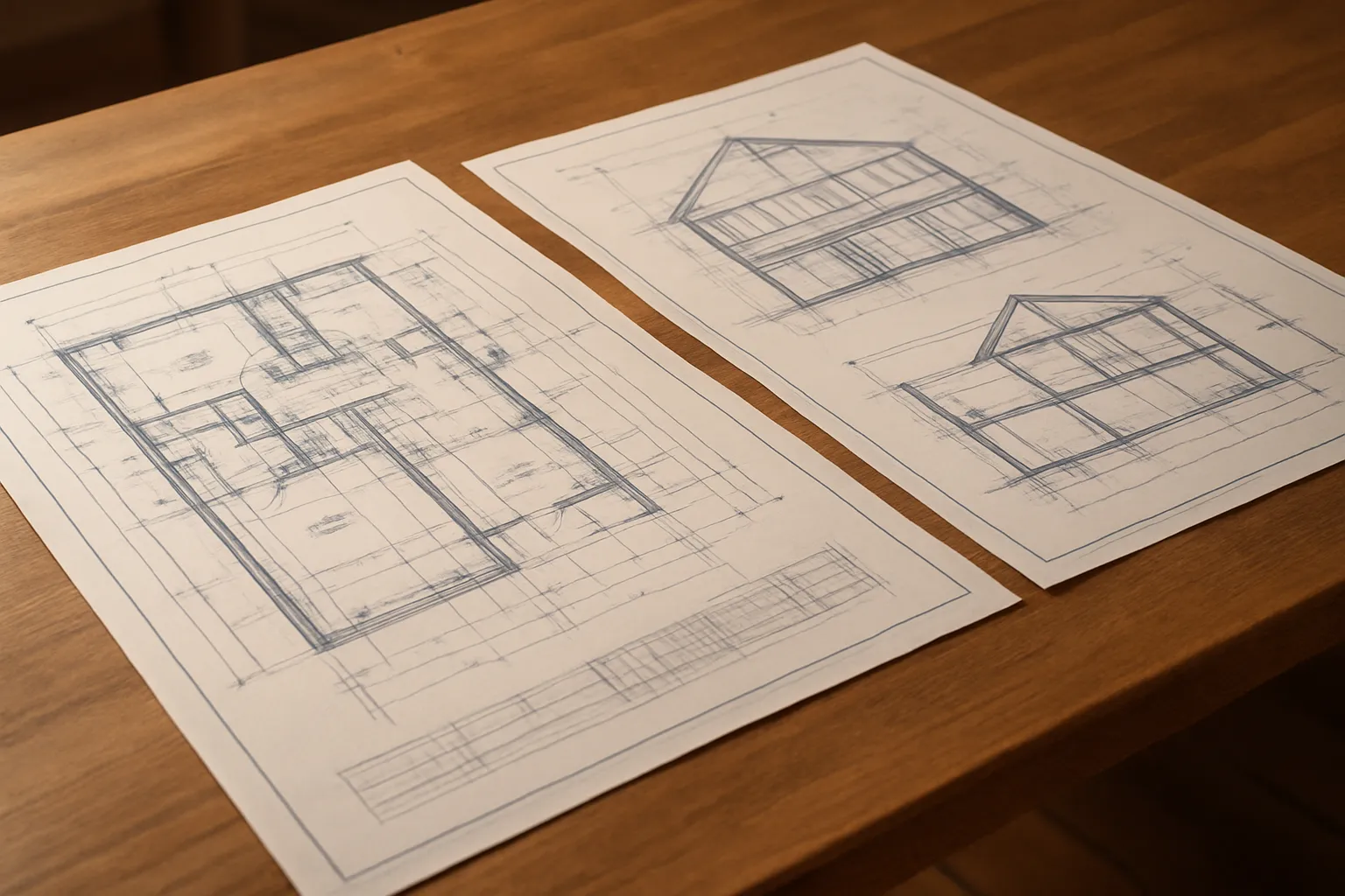 Bouwtekening & persoonlijk advies voor vergunningen – Diensten van Bouwplan 24 Bouwtekening op tafel tijdens persoonlijk bouwkundig advies en vergunningstraject bij Bouwplan24