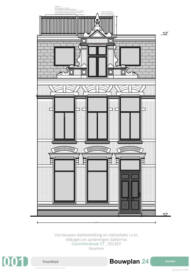 Dakterras op een gemeentelijk monument in Haarlem.